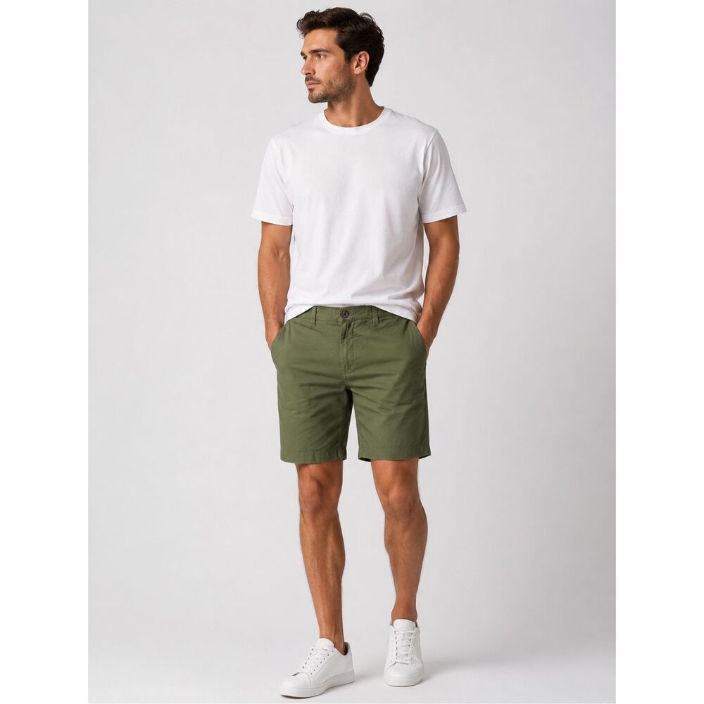 Hudson Barrow Green Chino Shorts Mens Size 32 Cotton Stretch Casual